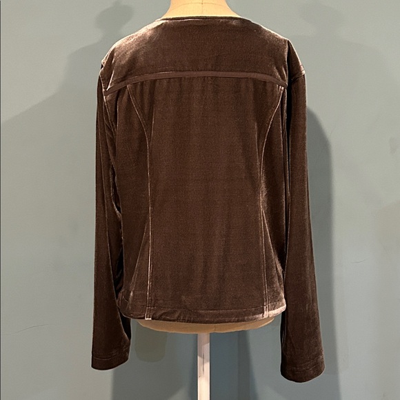 Soft Surroundings Velvet Moto Style Asymmetrical Zip Up Jacket XL Gray Taupe - Picture 4 of 16